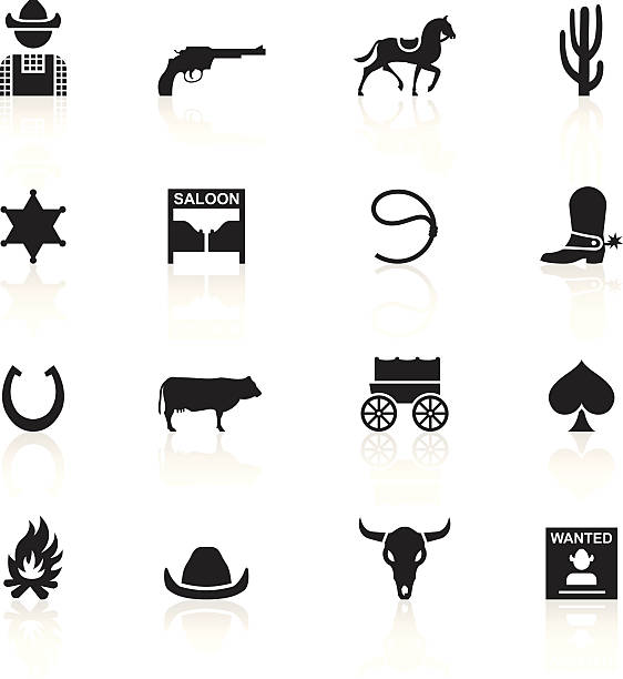 czarny symbole-dziki zachód & cowboys - silhouette poker computer icon symbol stock illustrations