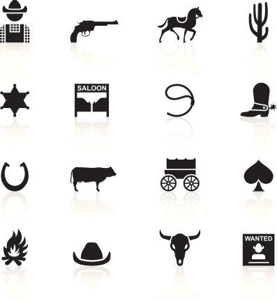 Wild west & cowboys related icons.