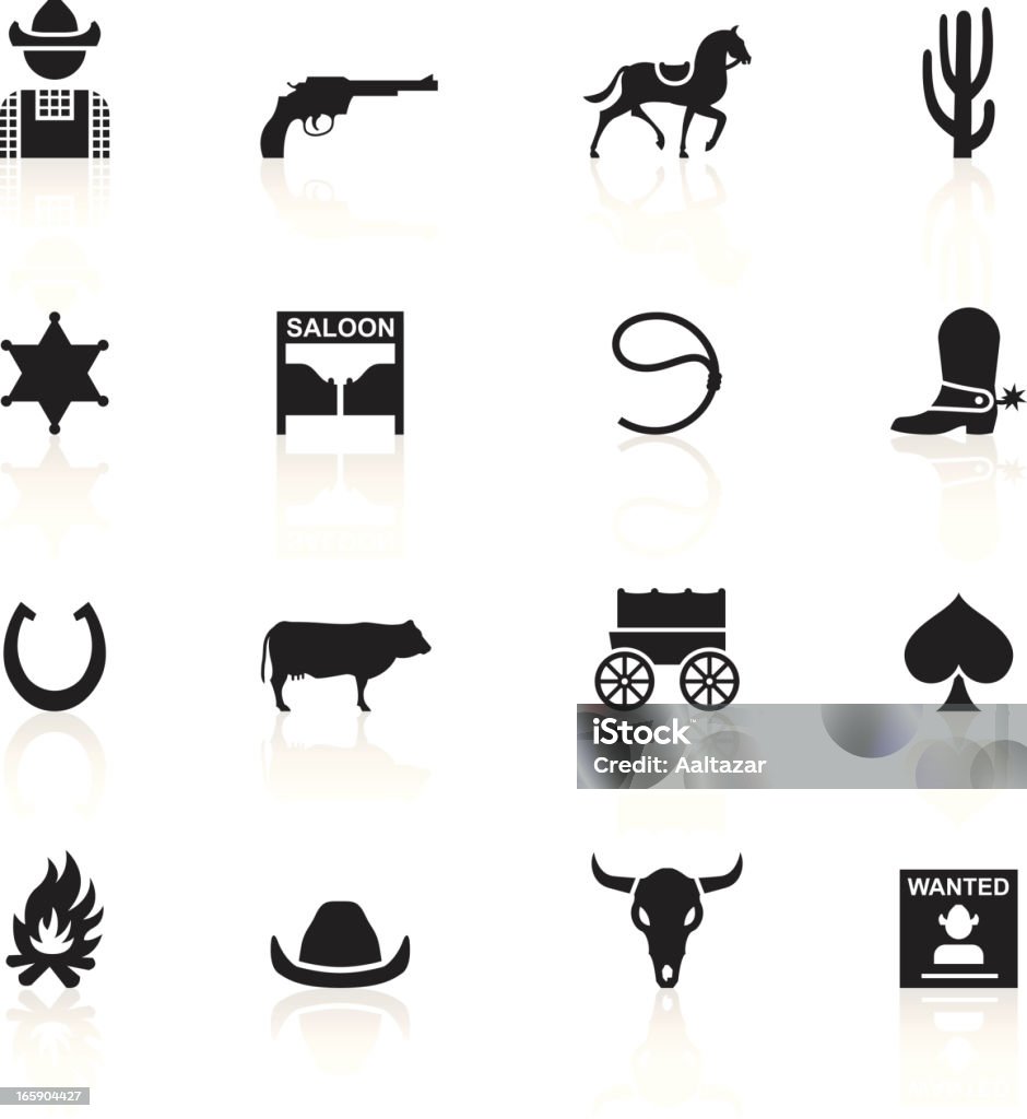 Black Symbols - Wild West & Cowboys Wild west & cowboys related icons. Icon Symbol stock vector