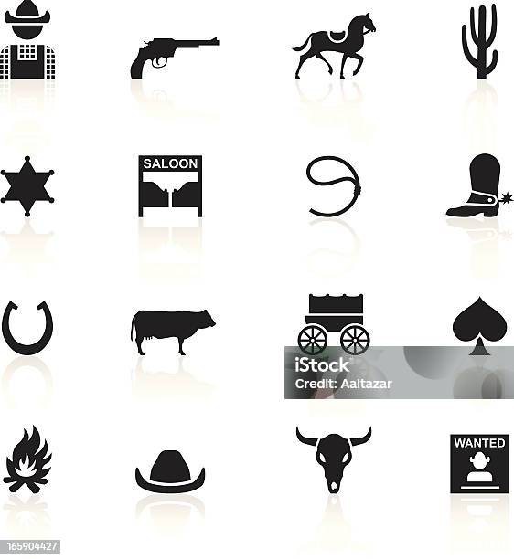 Black Symbols Wild West Cowboys Stock Illustration - Download Image Now - Icon Symbol, Cowboy, Wild West