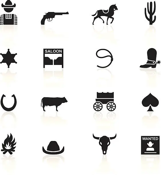 Vector illustration of Black Symbols - Wild West & Cowboys
