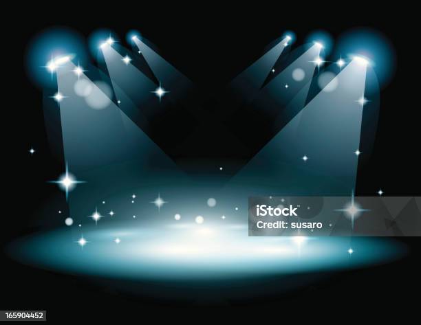 Stage With Strobe Lights Stock Illustration - Download Image Now - Stage Light, Movie, Sparks