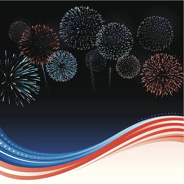 Vector illustration of 4th of July fireworks