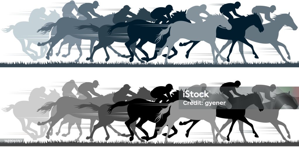 silhouette de course - clipart vectoriel de Course hippique libre de droits