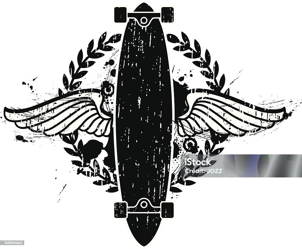 Deskorolka grunge emblem - Grafika wektorowa royalty-free (Jazda na deskorolce)