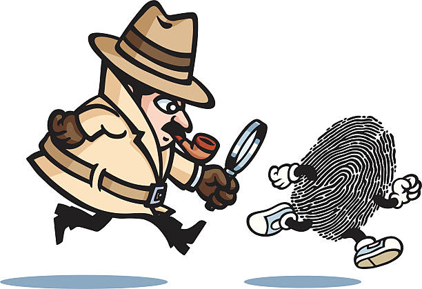 Detective's Running A detective's chasing a fingerprint. Please check out my other images :) crime scene investigation stock illustrations