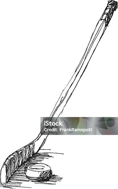 Ice Hockey Stick And Puck Sketch Stock Illustration - Download Image Now - Sketch, Ice Hockey, Black And White