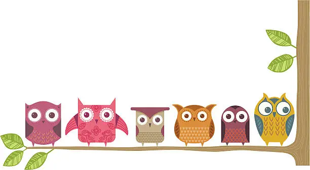 Vector illustration of Owl branch