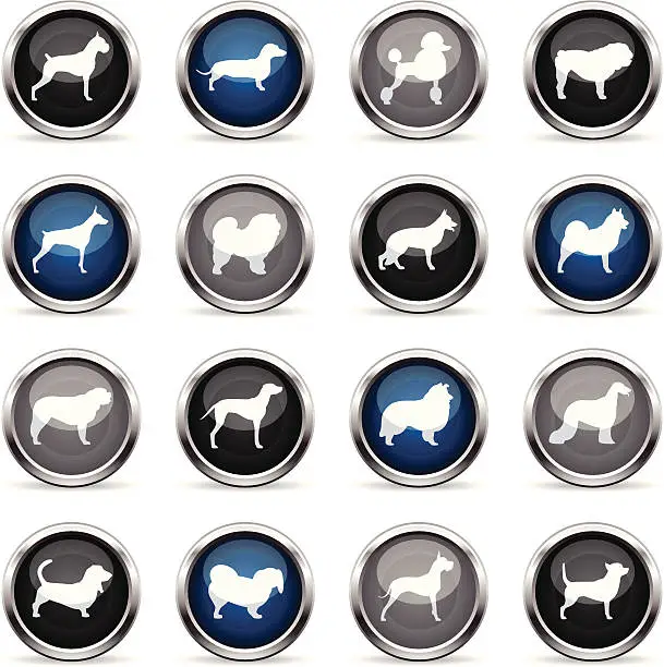 Vector illustration of Supergloss Icons - Dogs