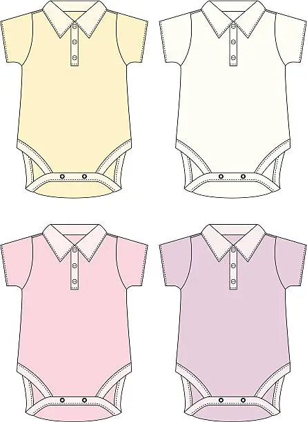 Vector illustration of Little Baby Girls Polo Style Bodysuit.