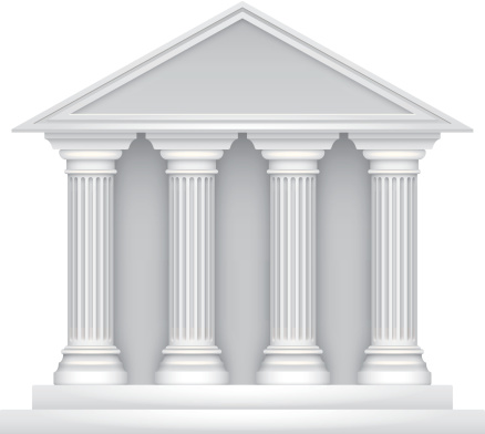 Public building icon with four columns. Illustration contain transparencies and is saved as Illustrator 10 format.
