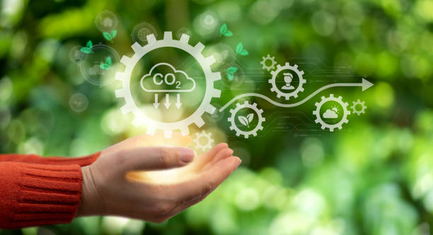 istock Hand touch carbon dioxide global saving clean energy earth, save the world, environment, green, eco friendly, net zero, ESG, ecology, CO2, carbon footprint.campaign save the earth, earth Day 1659048584