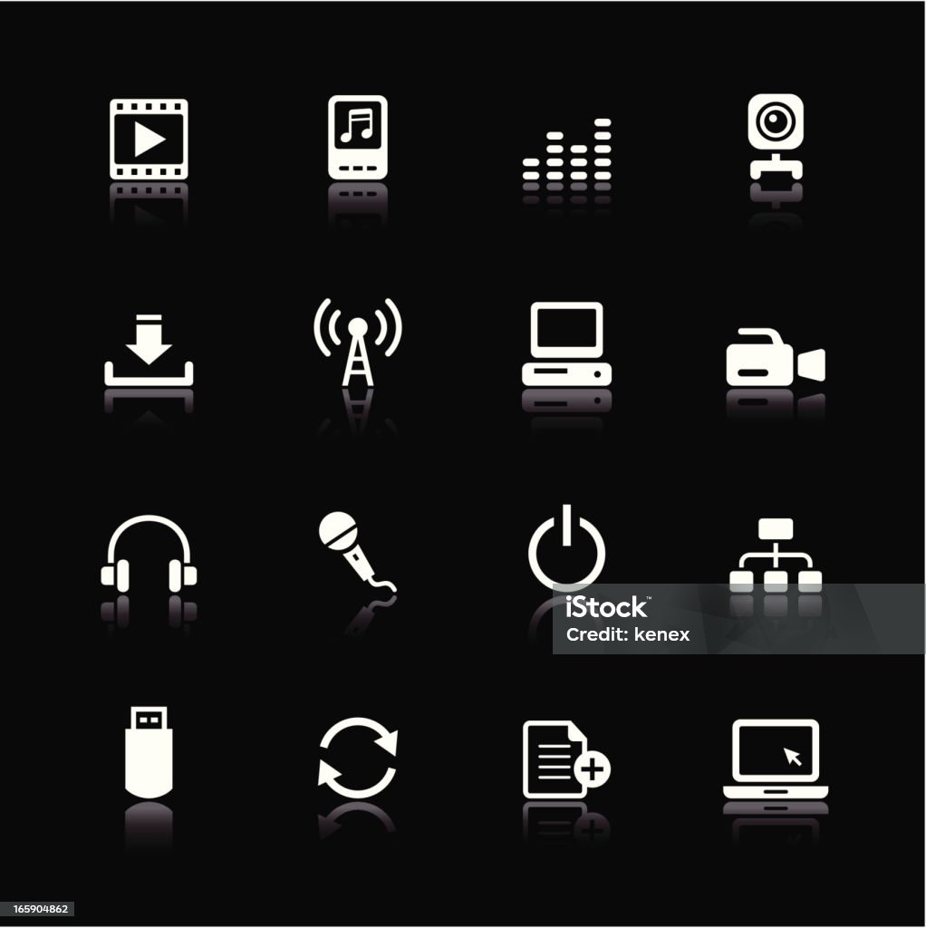 White Icons Set | Multimedia An illustration of multimedia icons set for your web page, presentation, & design products. Arts Culture and Entertainment stock vector