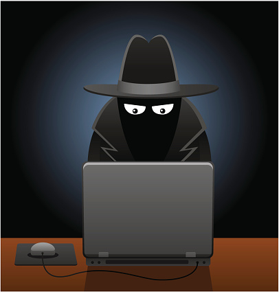 Man Using Computer Black Icons Men In Black Using Computer Stock Illustration - Download Image Now ...