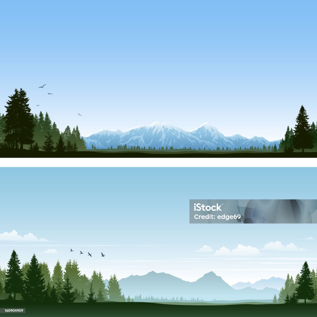 Wald und die Berge - Lizenzfrei Berg Vektorgrafik