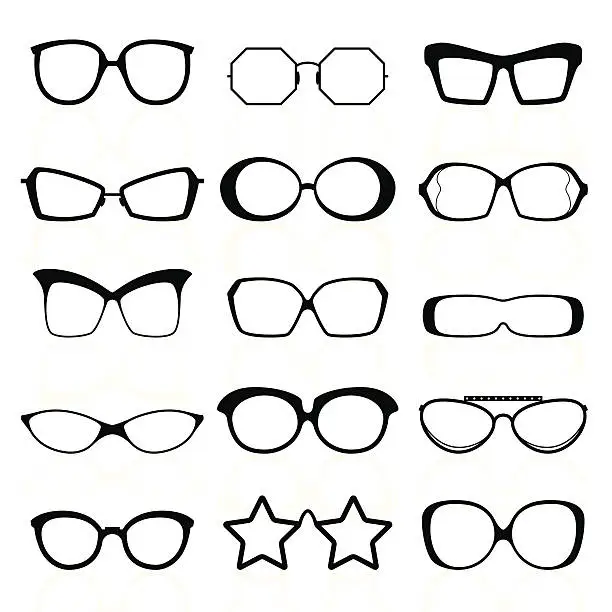 Vector illustration of Glasses Silhouettes