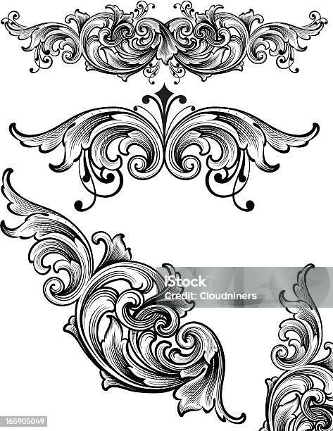 Flowing Arabesque Scrollwork Stock Illustration - Download Image Now - Engraved Image, Engraving, Ornate