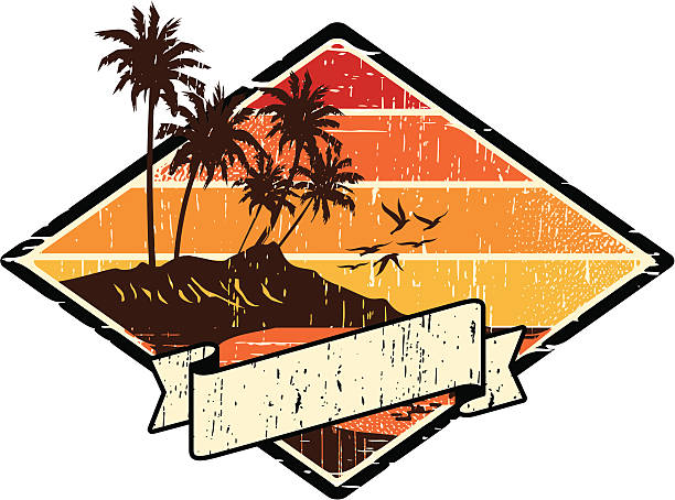 surf-seele - hawaii islands big island postcard summer stock-grafiken, -clipart, -cartoons und -symbole