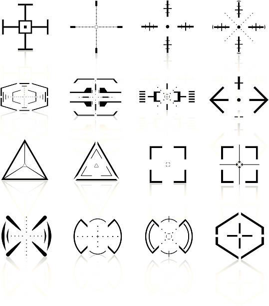 kursory krzyżykowe wielu próbek4-czarny seria - crosshair gun rifle sight aiming stock illustrations