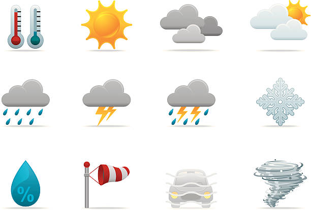 Weather Forecast icons | Premium Matte series Matte & soft lookin' icon set for your web page, interactive, presentation, print, and all sorts of design need. monsoon stock illustrations