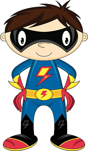 Cute Little Superhero Boy Vector illustration of a cute little Superhero Boy. superhero clip art stock illustrations
