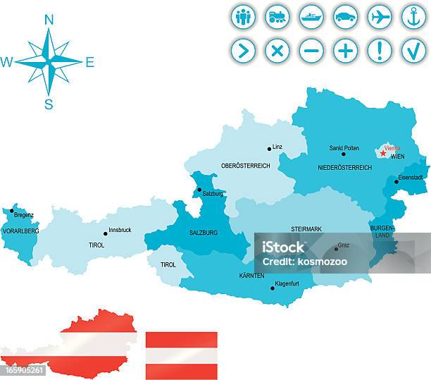 Austria - Immagini vettoriali stock e altre immagini di Austria - Austria, Carta geografica, Vettoriale