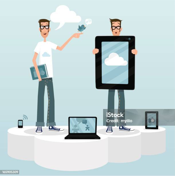 Cloud Computing Cm Comunidade Manager Comprimido Smartphone Computador Portátil De Meios De Comunicação Social - Arte vetorial de stock e mais imagens de Computador