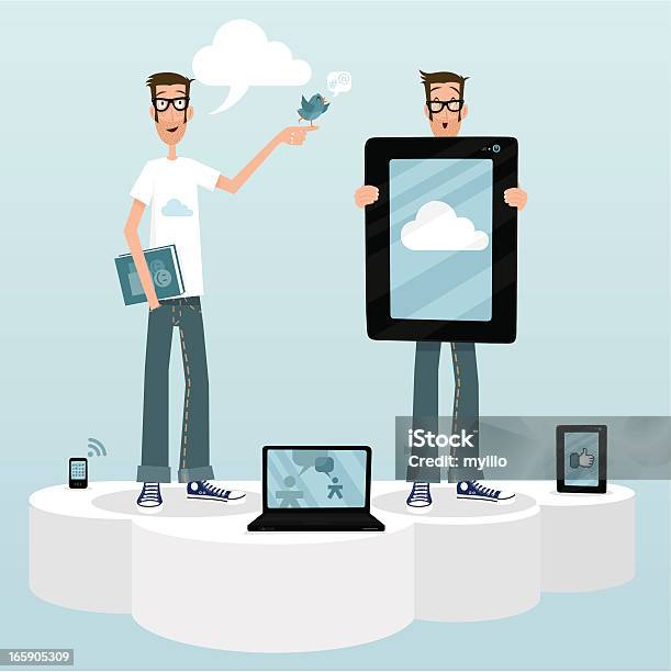 Cloud Computing Cm Community Manager Tablet Smartphone Laptop Social Media Stock Illustration - Download Image Now