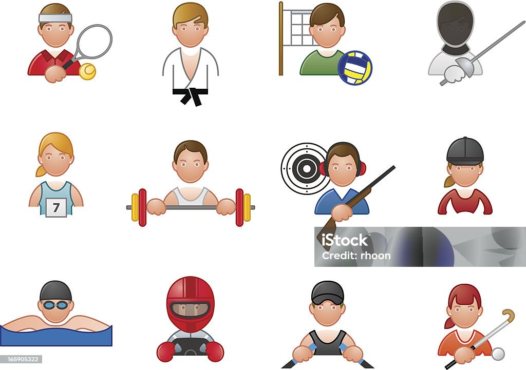 Iconos de deporte - arte vectorial de Hockey sobre hierba libre de derechos