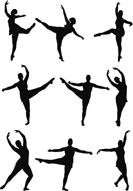 ballerina - silhouette ballet arms outstretched gymnastics stock illustrations
