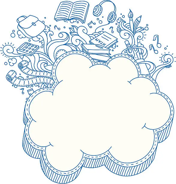 Vector illustration of Cloud Frame Doodle