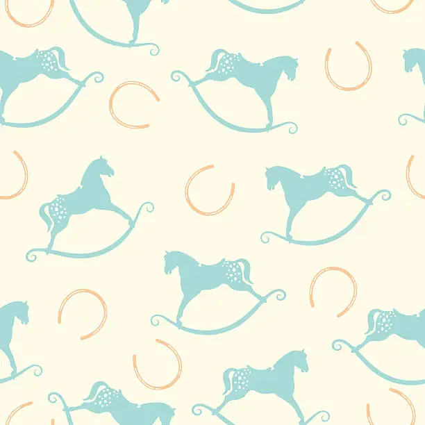 Vector illustration of Rocking Horse Seamless Pattern