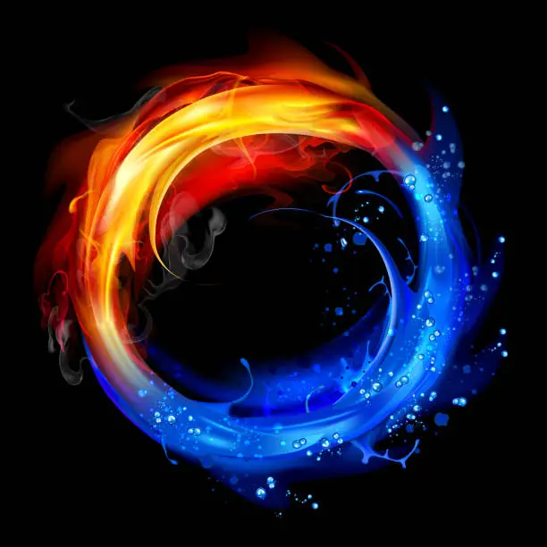 Vector illustration of Fire and water concept