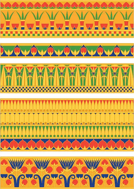 Vector illustration of Egyptian Ornaments with Papyrus