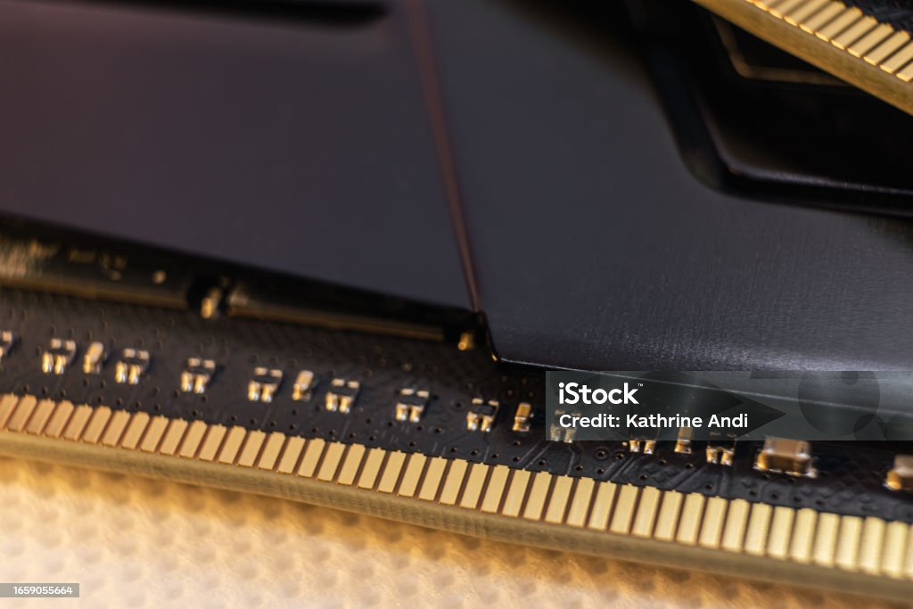 Ddr4 Dram Memory Module Electrical Contact Macro Stock Photo - Download ...
