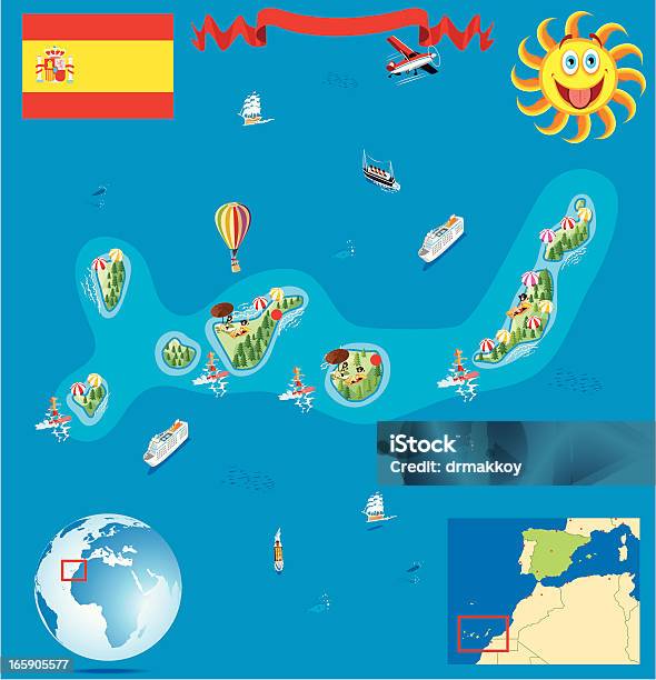 Kreskówka Mapa Wyspy Kanaryjskie - Stockowe grafiki wektorowe i więcej obrazów Wyspa - Land Feature - Wyspa - Land Feature, Wyspy Kanaryjskie, Grafika wektorowa