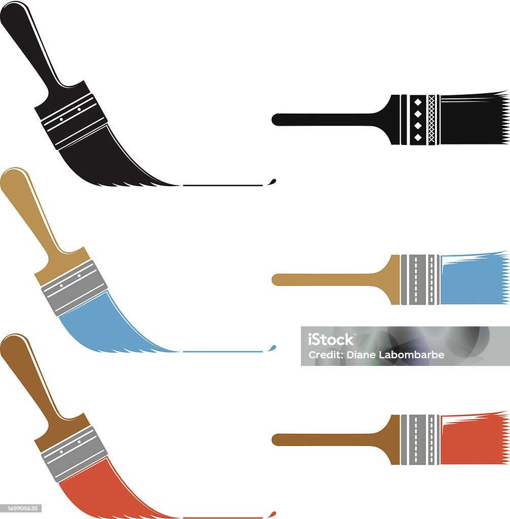 Simple pinceau icônes ensemble de trois pinceaux Angle droit - clipart vectoriel de Pinceau libre de droits