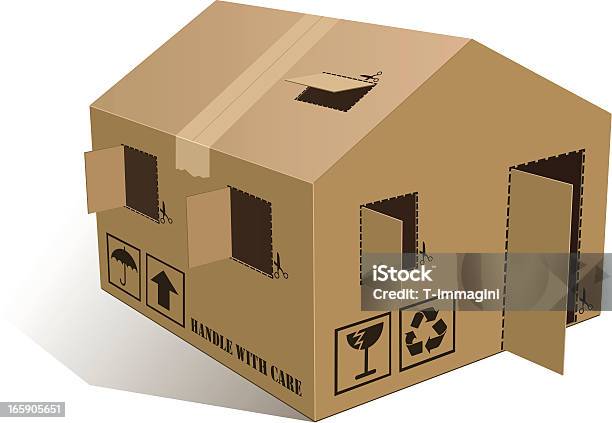 Open Home Box Stock Illustration - Download Image Now - House, Poverty, White Background