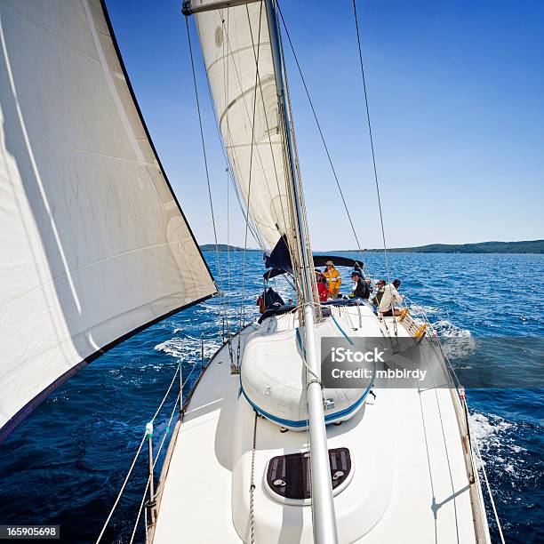 Sailing Crew On Sailboat Stock Photo - Download Image Now - Activity, Adriatic Sea, Adult