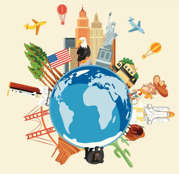 Vector illustration of USA Travel Symbols