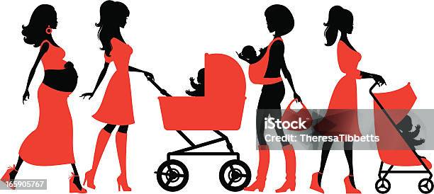 Стильный Материнства — стоковая векторная графика и другие изображения на тему Мать - Мать, Силуэт, Беременная