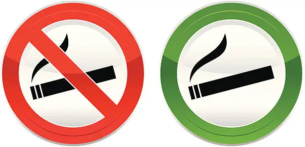 Vector illustration of 'No smoking', 'Smoking is permitted'