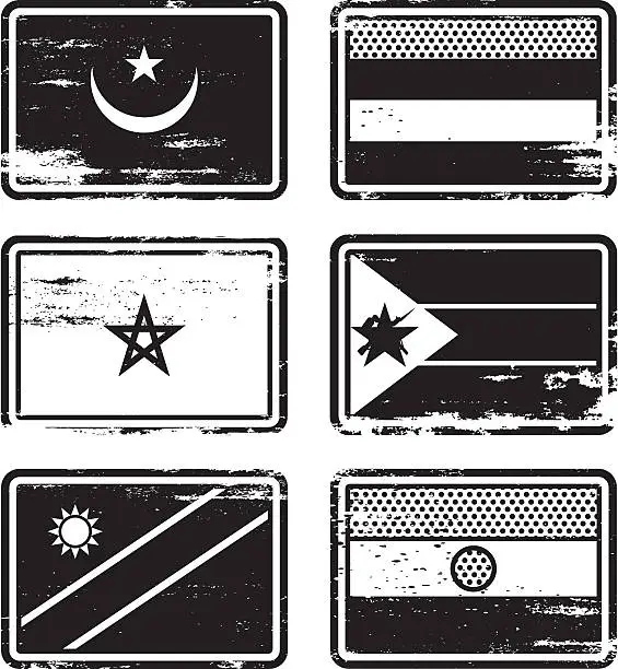 Vector illustration of Rubber Stamp Flags