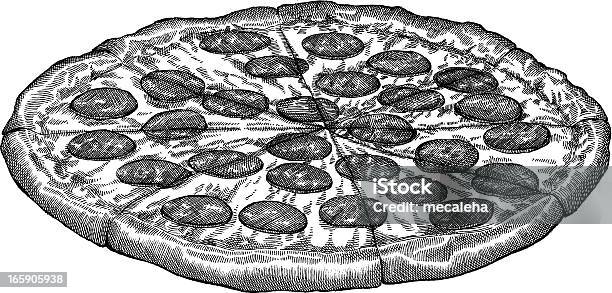 Pizza Drawing Stock Illustration - Download Image Now - Pizza, Illustration, Engraved Image