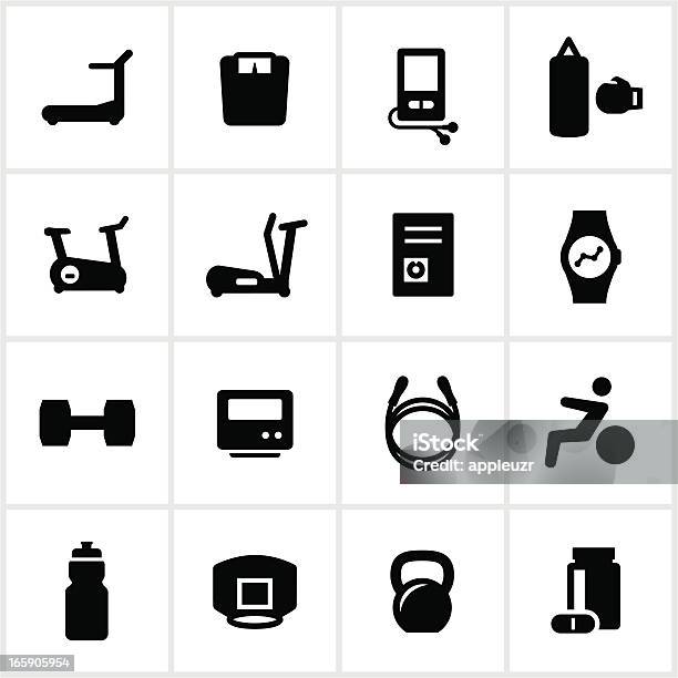 Black Health Club Icons Stock Illustration - Download Image Now - Weights, Health Club, Locker