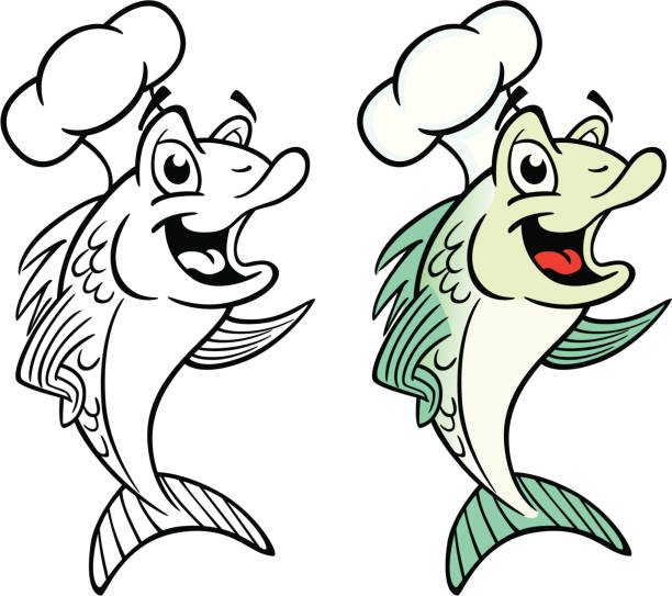 Fish Cook Great illustration of a fish cook. Perfect for a fish and chips shop. EPS and JPEG files included. Be sure to view my other illustrations, thanks! funny fish cartoons stock illustrations