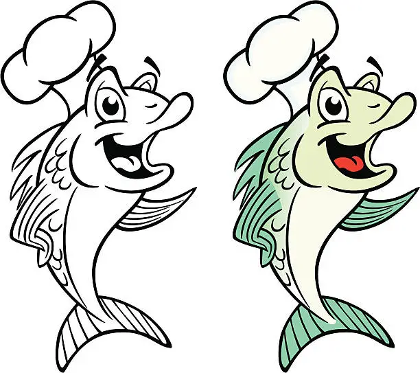 Vector illustration of Fish Cook
