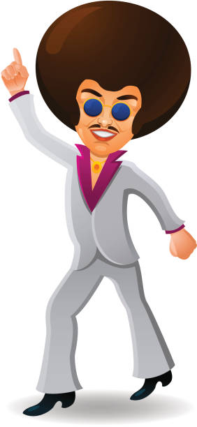 ilustraciones, imágenes clip art, dibujos animados e iconos de stock de funky hombre afro - dance fever