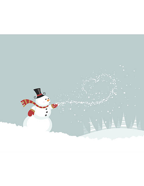 Snowman Blowing Snow vector art illustration