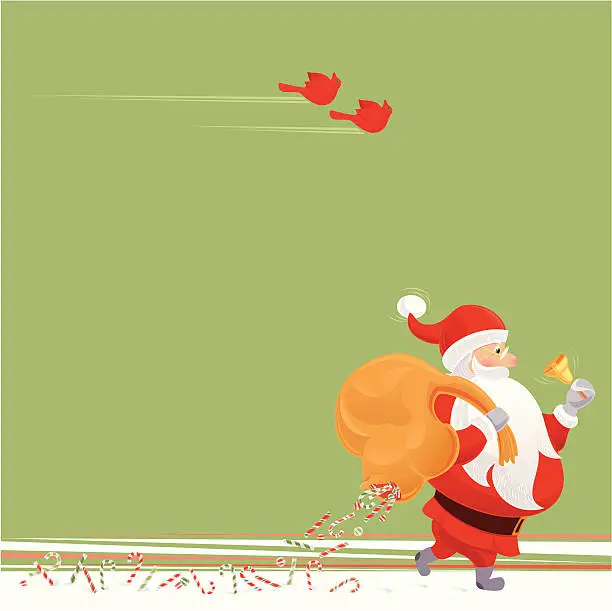 Vector illustration of Santa and His Sweet Presents
